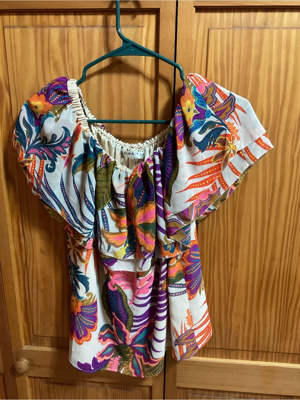 Trina Turk Multicolor Floral Off-Shoulder Blouse - White Base